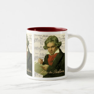 Caneca De Café Em Dois Tons Colagem de Beethoven do ~ de Ludwig van Beethoven