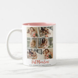 Caneca De Café Em Dois Tons Colagem de Fotografias de Dia de as mães Moderno E