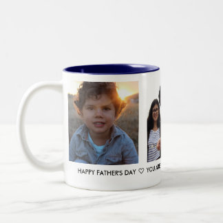 Caneca De Café Em Dois Tons Colagem de Fotografias do Dia de os pais Personali