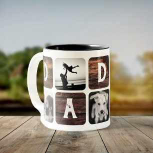 Caneca De Café Em Dois Tons Colagem de Fotografias Legal Retroativas do Pai Ru