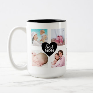 Caneca De Café Em Dois Tons Colagem de Fotografias Personalizada 10 Melhor Cor