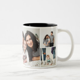 Caneca De Café Em Dois Tons Colagem de Fotografias Personalizada da Família 7