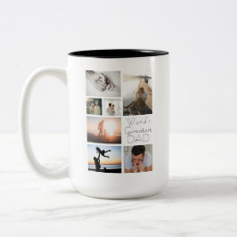 Caneca De Café Em Dois Tons Colagem de Fotos 7 da Maior Família de Pais do Mun