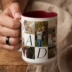 Caneca De Café Em Dois Tons Colagem de Fotos da Família do Papai Feliz Primeir