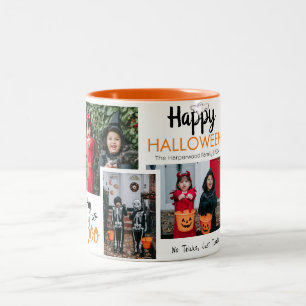 Caneca De Café Em Dois Tons Colagem de Fotos da Família Halloween Boo Spooky