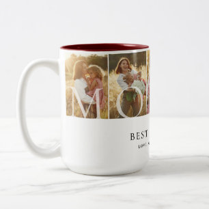 Caneca De Café Em Dois Tons Colagem de Fotos da Mamãe Melhor Mãe de Todos Pres