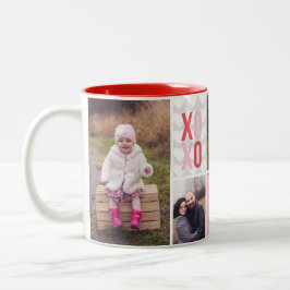 Caneca De Café Em Dois Tons Colagem de Fotos de Amor e Abraço 4