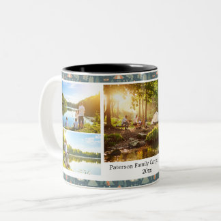 Caneca De Café Em Dois Tons Colagem de Fotos de Aventura ao Ar Livre Hiking Ac