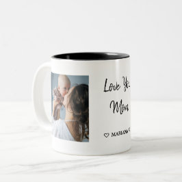 Caneca De Café Em Dois Tons Colagem de Fotos de Dia de as mães Personalizada