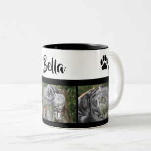 Caneca De Café Em Dois Tons Colagem De Fotos De Gato De Pet Com Impressões De