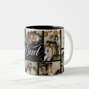Caneca De Café Em Dois Tons Colagem de Fotos de Papai com Tipografia de Roteir