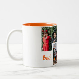 Caneca De Café Em Dois Tons Colagem de Fotos do Dia das Bruxas de Boo-bompkin