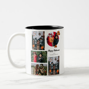 Caneca De Café Em Dois Tons Colagem de Fotos do Dia das Bruxas de Boo-bompkin 