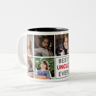 Caneca De Café Em Dois Tons Colagem de Fotos do Monograma do Melhor Tio Nunca