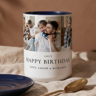 Caneca De Café Em Dois Tons Colagem de Fotos do Papai Presente de Aniversário