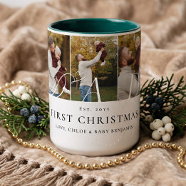 Caneca De Café Em Dois Tons Colagem de Fotos do Papai Presente de Primeiro Nat
