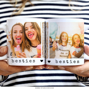 Caneca De Café Em Dois Tons Colagem de Fotos Melhores Amigos BFF Amizade