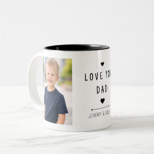 Caneca De Café Em Dois Tons Colagem de Fotos Moderna 2 Amor Você Pai