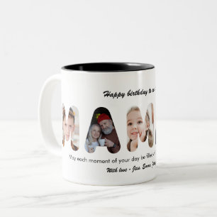 Caneca De Café Em Dois Tons Colagem de Fotos Personalizada da Vovó Mamaw