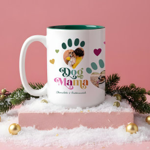 Caneca De Café Em Dois Tons Colagem de Fotos Personalizadas Coloridas da Mãe d