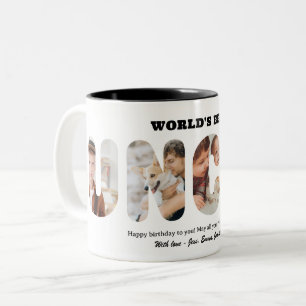 Caneca De Café Em Dois Tons Colagem de Fotos Personalizadas com a Palavra Tio