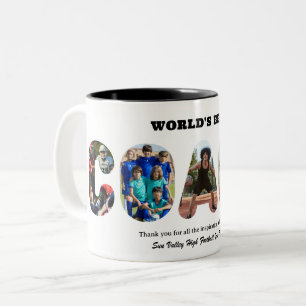 Caneca De Café Em Dois Tons Colagem de Fotos Personalizadas com Palavras Melho