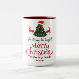 Caneca De Café Em Dois Tons Colagem de Fotos Simples da Família Natal Elegante