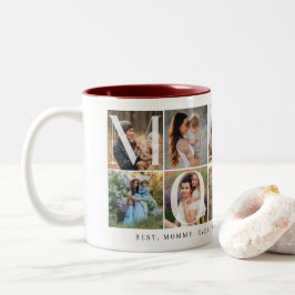 Caneca De Café Em Dois Tons Colagem de Mamães moderna, 10 Fotografias Grid, Pr