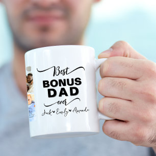 Caneca De Café Em Dois Tons Colagem Fotográfica do Melhor pai Elegante Persona
