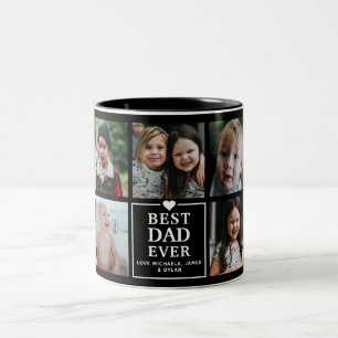 Caneca De Café Em Dois Tons Colagem Moderna de 7 Fotos 'Melhor Pai de Todos os