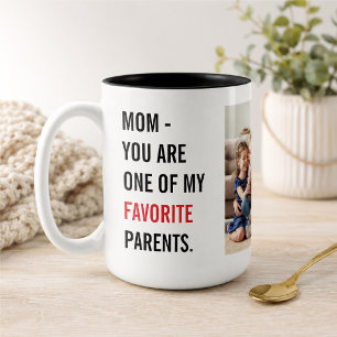 Caneca De Café Em Dois Tons Colagem Moderna de Fotos & Feliz Dia das Mães Pres