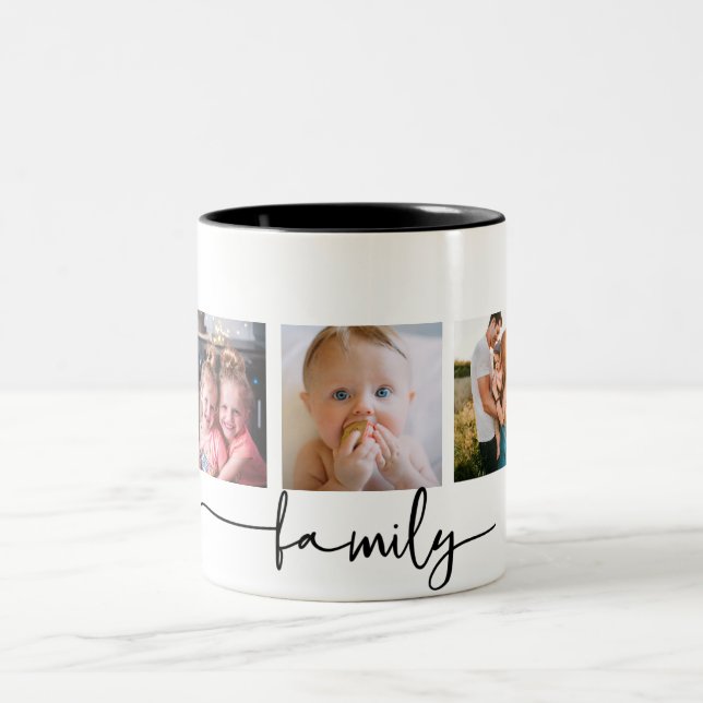 Caneca De Café Em Dois Tons colagem personalizada da família de fotos (Centro)
