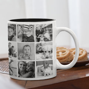 Caneca De Café Em Dois Tons Colagem Personalizada De Fotos 21 Preto E Branco