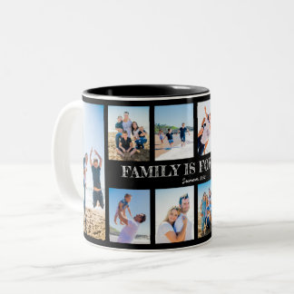 Caneca De Café Em Dois Tons Colagem personalizada de fotos de 10 fotos