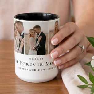 Caneca De Café Em Dois Tons Colar de Fotos de Casamento com Monograma 