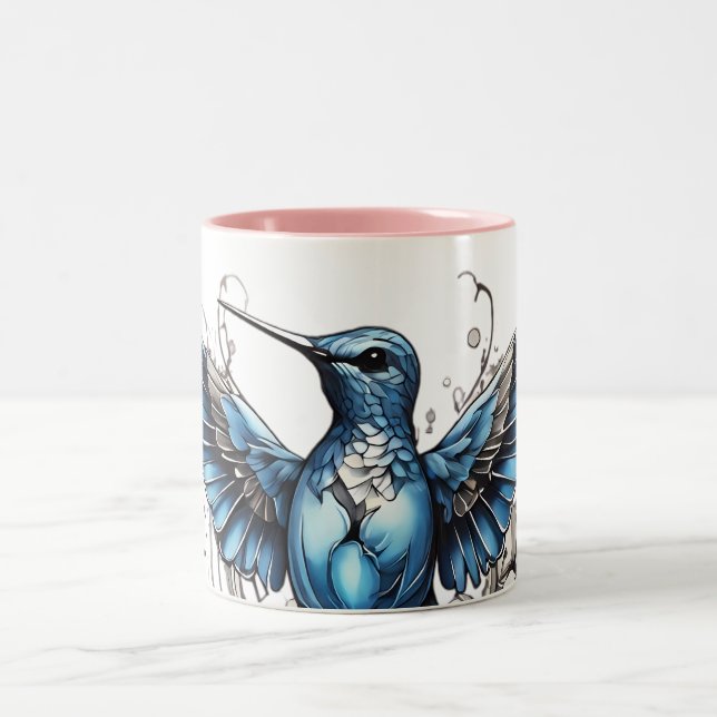 Caneca De Café Em Dois Tons Coleção de aves de beleza em cozinha (Centro)