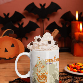 Caneca De Café Em Dois Tons Coleção de Carimbo de Halloween "Pumpkinhead"