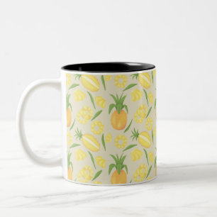 Caneca De Café Em Dois Tons Coleção de padrões da fruta - Ananases