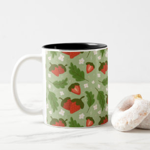 Caneca De Café Em Dois Tons Coleção de padrões da fruta - Morangos