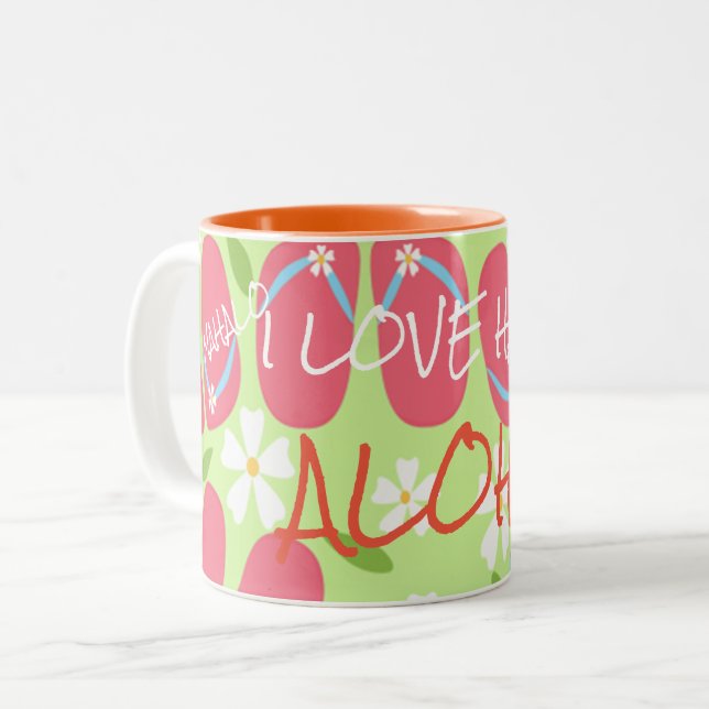 Caneca De Café Em Dois Tons Coleção Hawaii Aloha - (Frente Esquerda)
