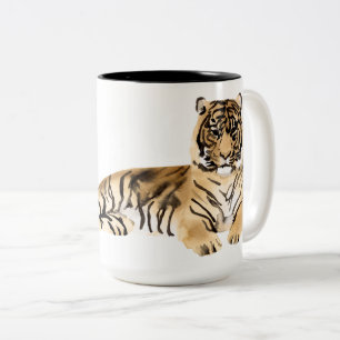 Caneca De Café Em Dois Tons Coletor de Tigre de Aquarela
