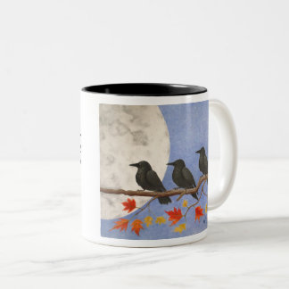 Caneca De Café Em Dois Tons Colheita De Corvos