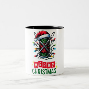 Caneca De Café Em Dois Tons Colheita de Sewing Quilter Natal Hat Xmas