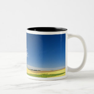Caneca De Café Em Dois Tons Colheita de trigo no Palouse no Leste