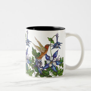 Caneca De Café Em Dois Tons Colibri & aquilégia