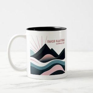 Caneca De Café Em Dois Tons Colinas Coloridas do Parque Nacional Kings Canyon