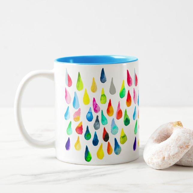 Caneca De Café Em Dois Tons Colírio colorido-d'água (Com Donut)