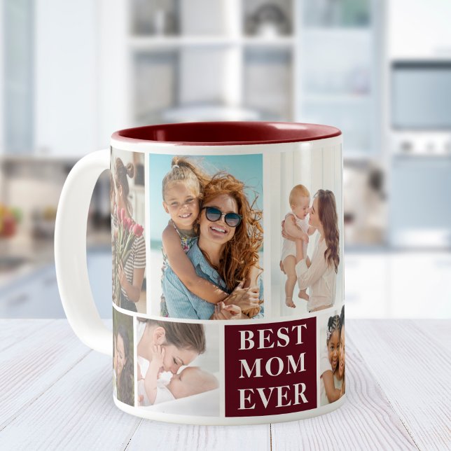 Caneca De Café Em Dois Tons Collage 10 Photos Best Mom Ever (Criador carregado)