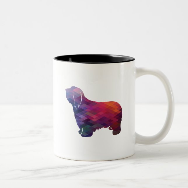 Caneca De Café Em Dois Tons Collie Dog Breed Silhouette Geo (Direita)