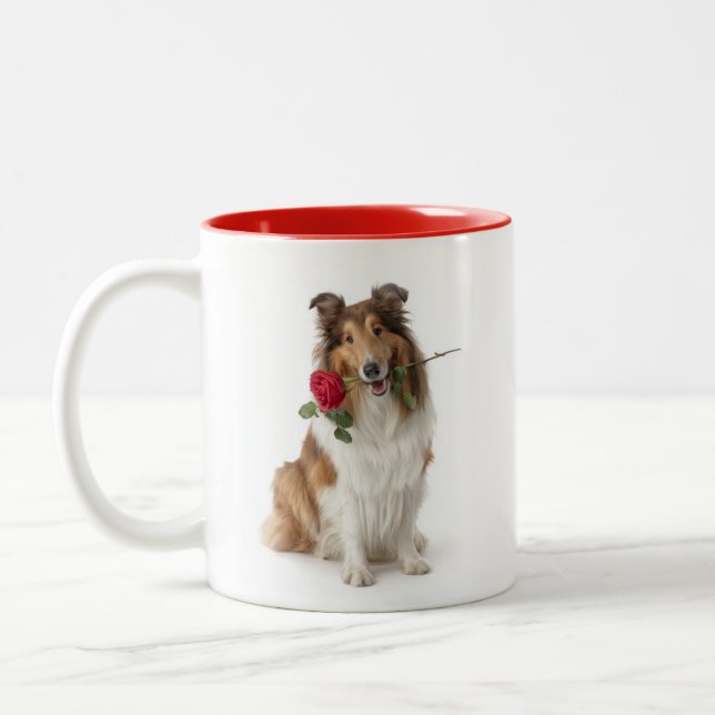 Caneca De Café Em Dois Tons Collie Love (Esquerda)